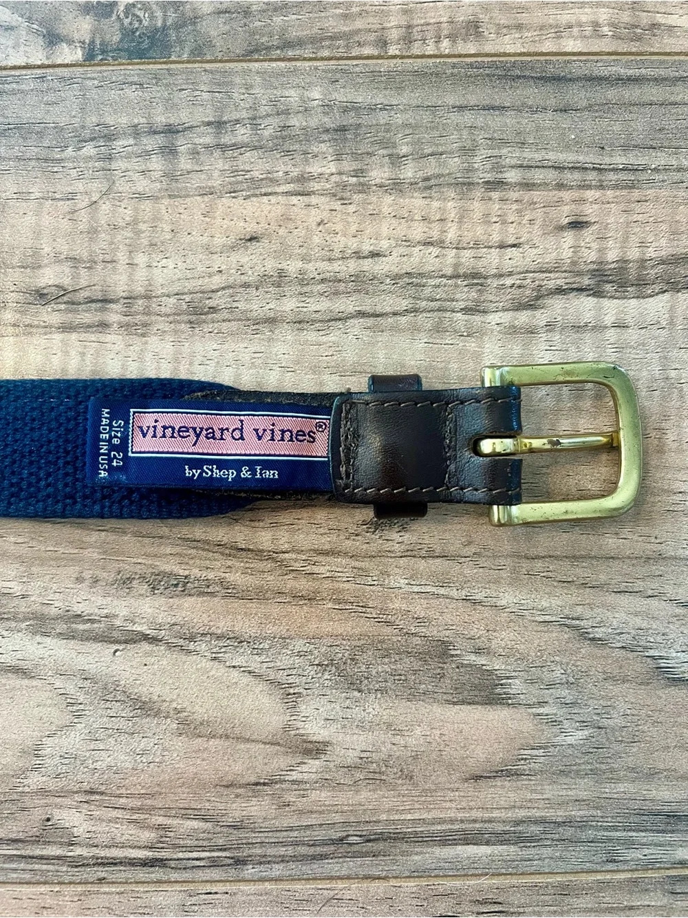 Vineyard Vines Navy Blue Kids Belt with Lacrosse Pattern